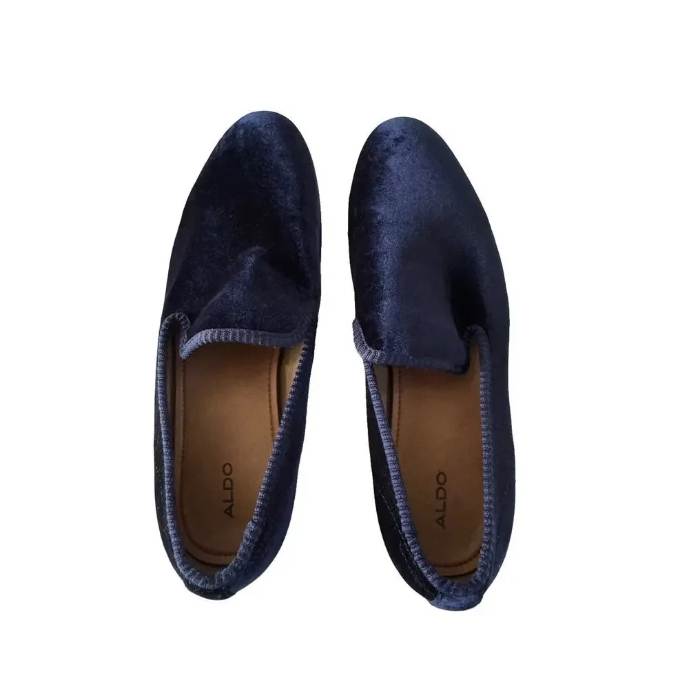 Aldo Mens Blue Velvet Slippers Smoking Shoes Size 12 Slip On Loafers